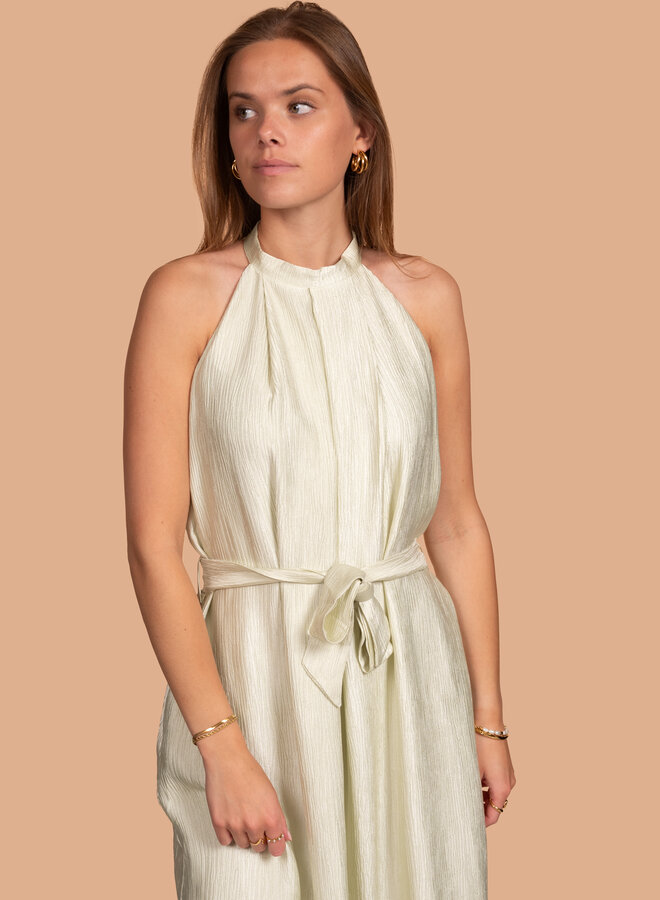 Sage halter jurk lang