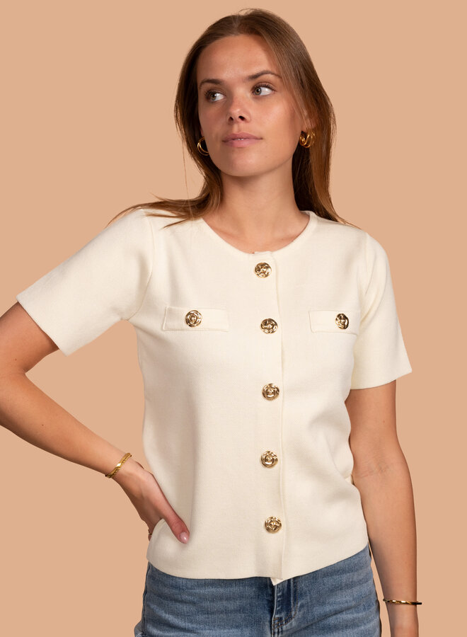 Vestje wit met gouden knoop