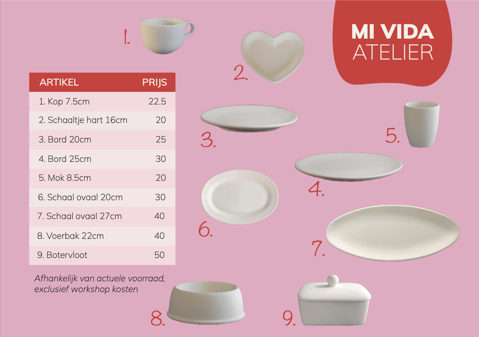 Menukaart keramiek schilderen (1)