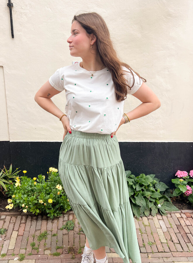 T-shirt met groene hartjes