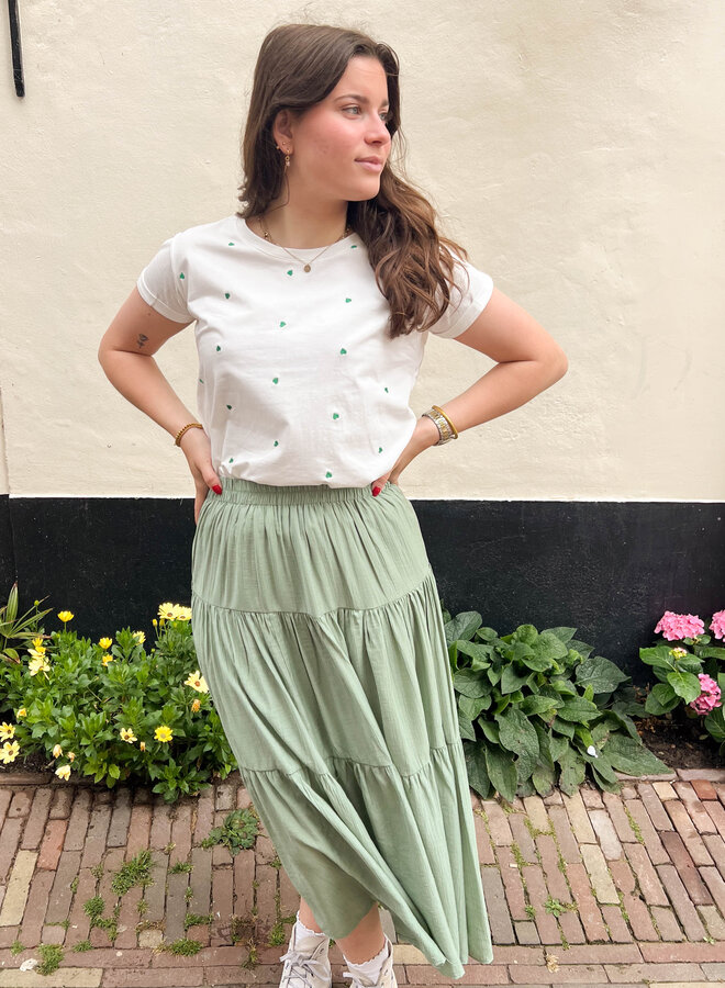 T-shirt met groene hartjes