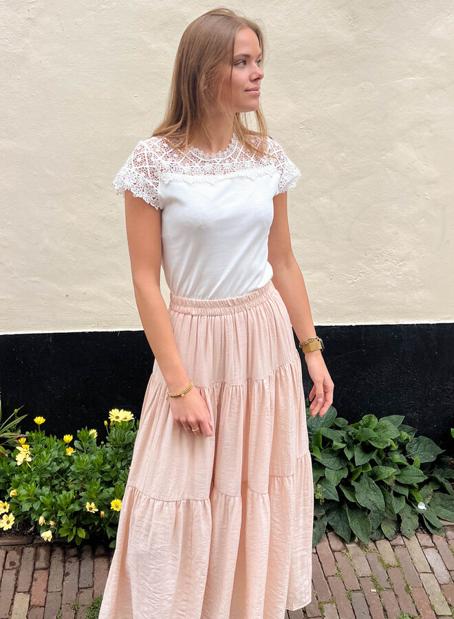 Silky maxi rok beige