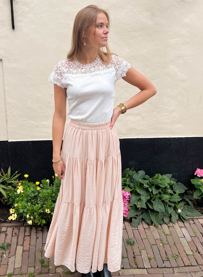 Silky maxi rok beige