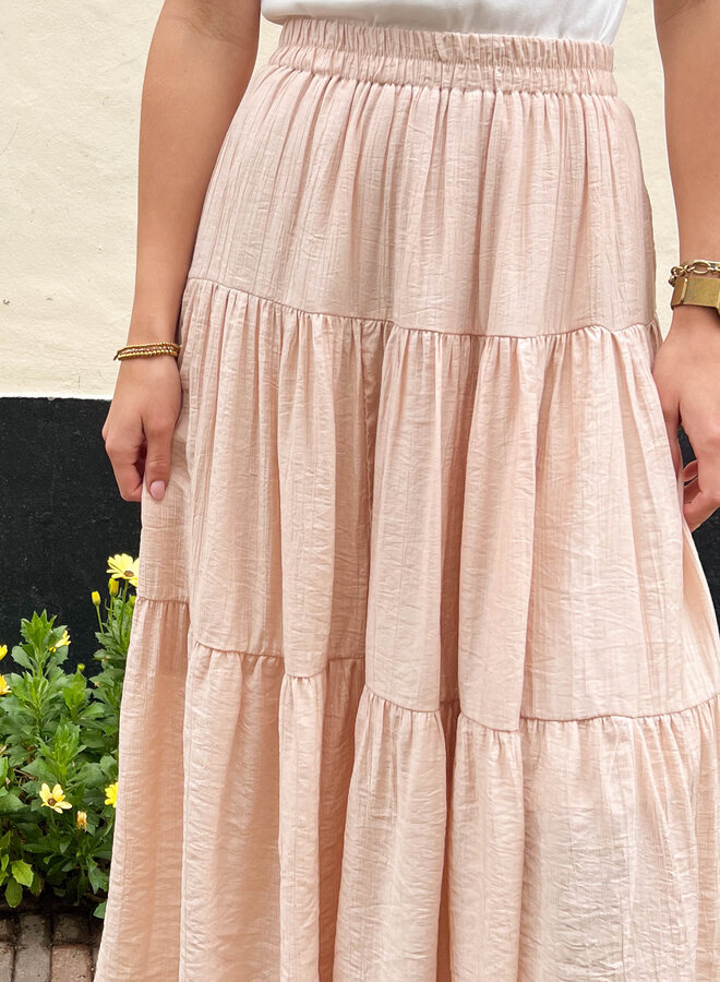 Silky maxi rok beige