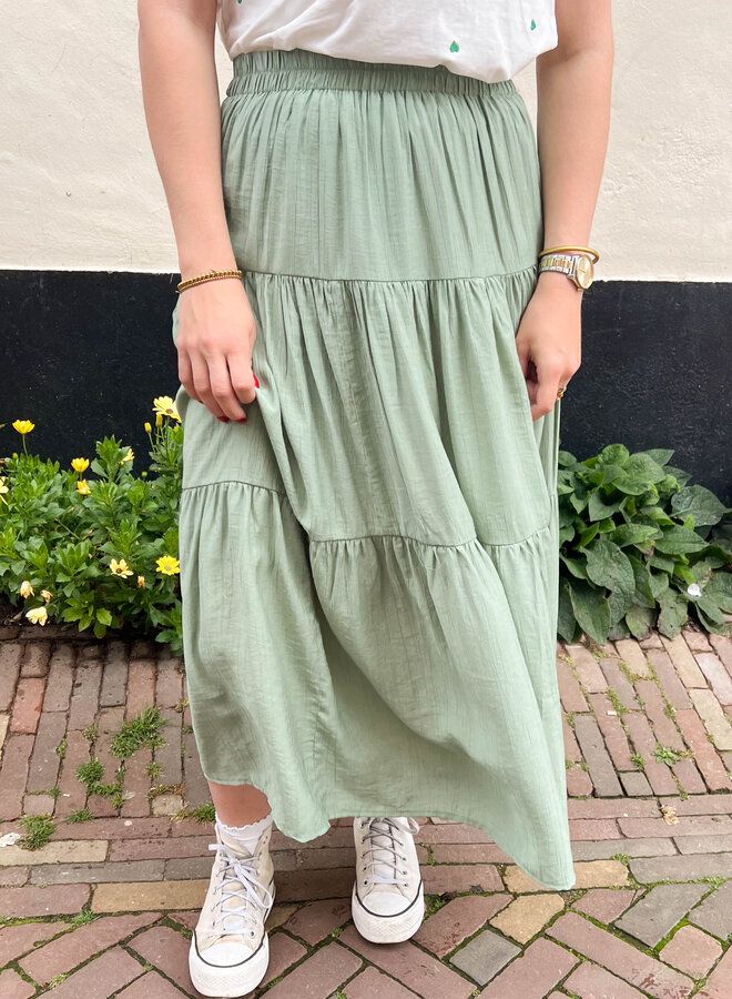 Silky maxi rok mintgroen