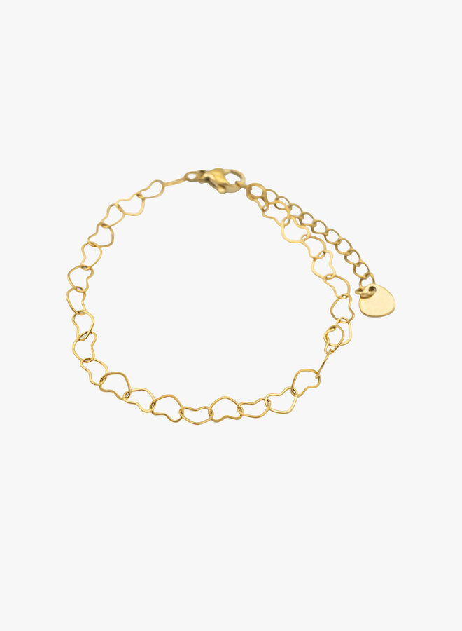 Hartjes schakel armband Goud
