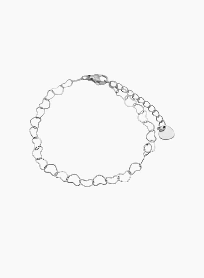 Hartjes schakel armband Zilver
