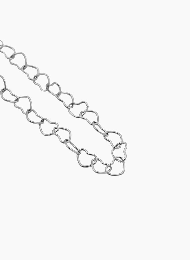 Hartjes schakel ketting Zilver