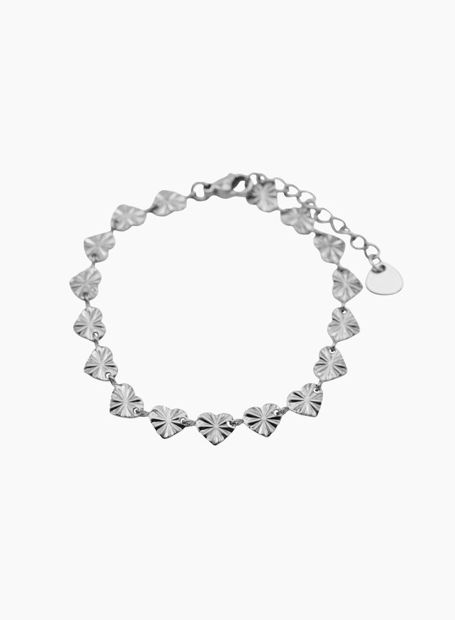 Schakel armband hearts zilver