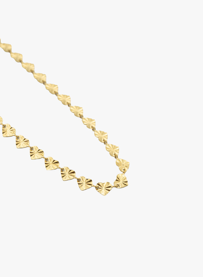 Schakel ketting hearts goud