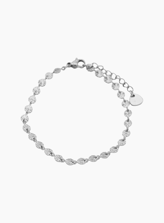 Schakel armband rondjes zilver
