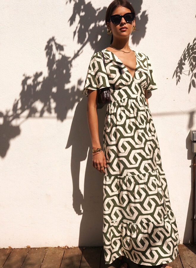 Viscose maxi jurk groen