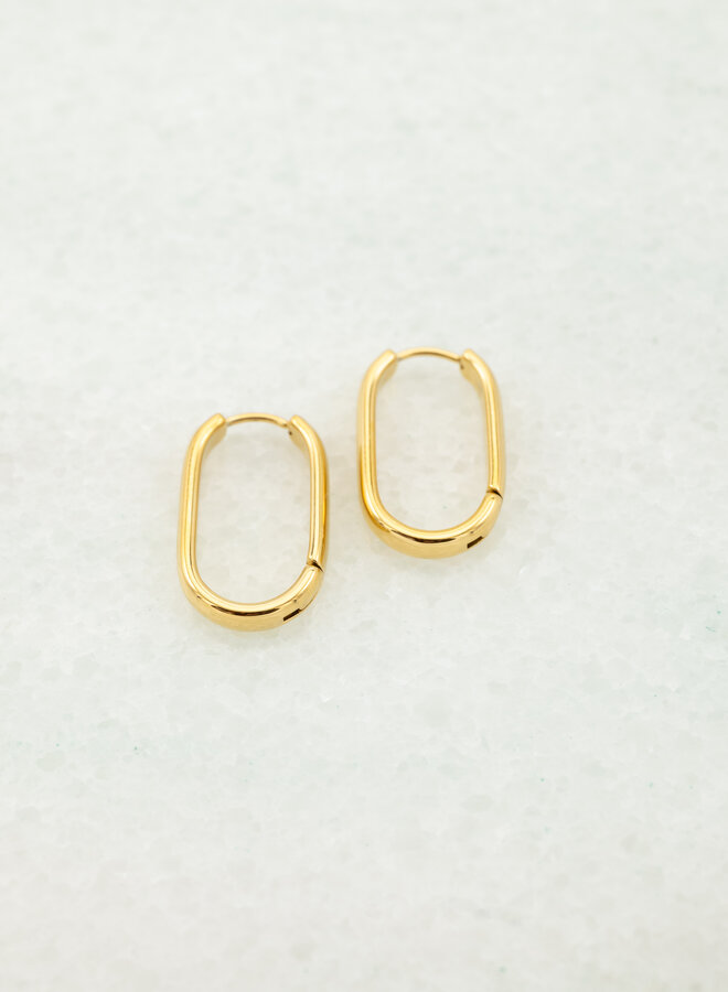 Langwerpige oorringen goud