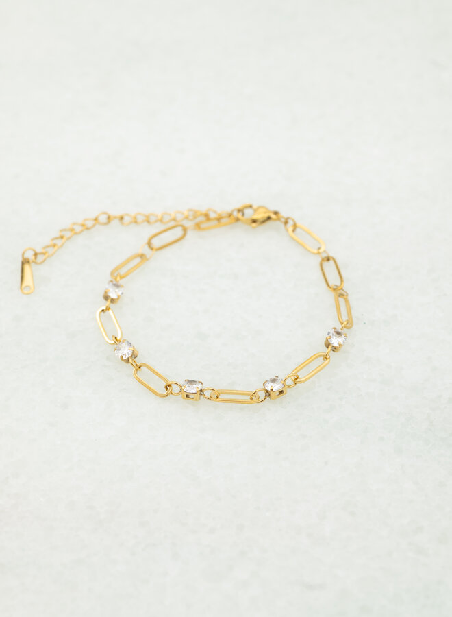 Armband white gem goud