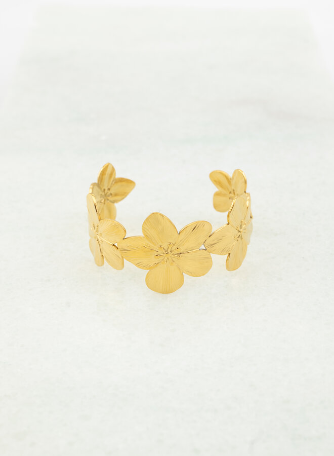Bangle big flower goud