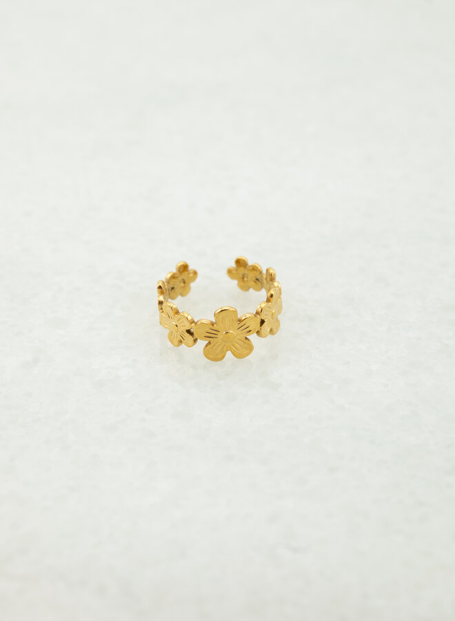 Ring big flower goud