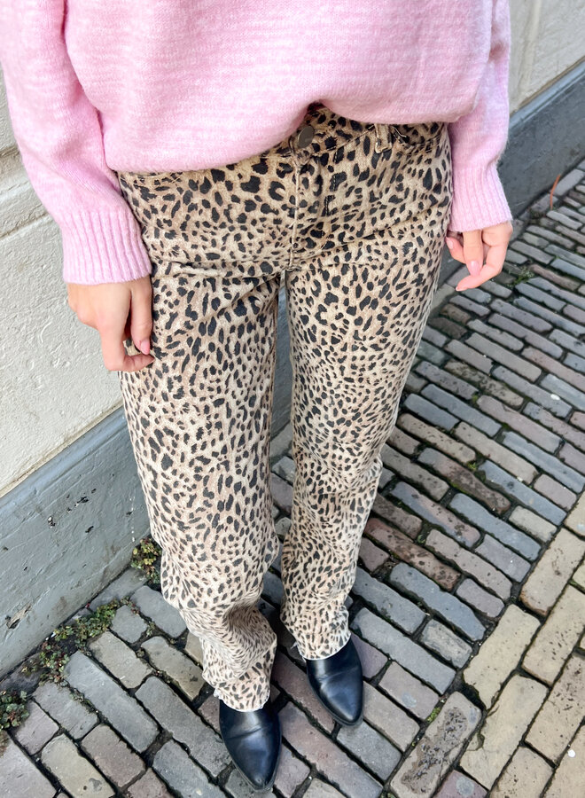 Stretch jeans luipaard extra lang