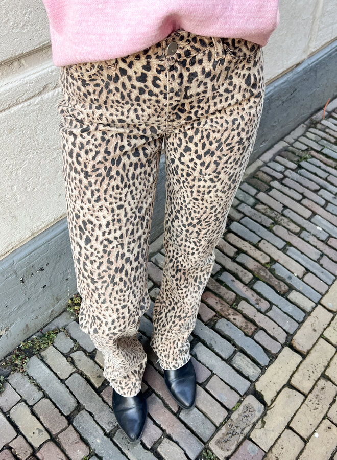 Stretch jeans luipaard extra lang