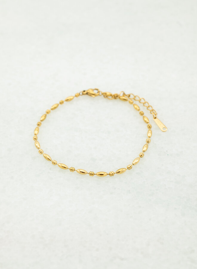 Fijne armband dots en beads goud