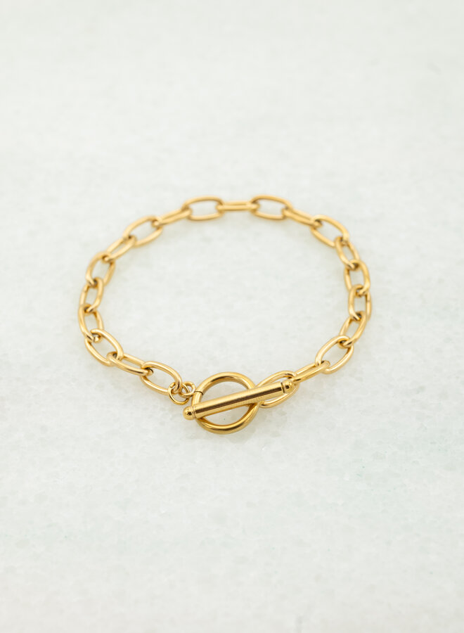 Grove armband haaksluiting goud