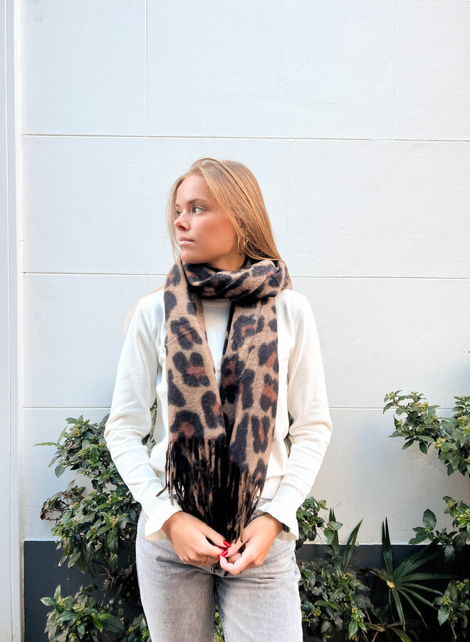 Warme sjaal luipaard print donker