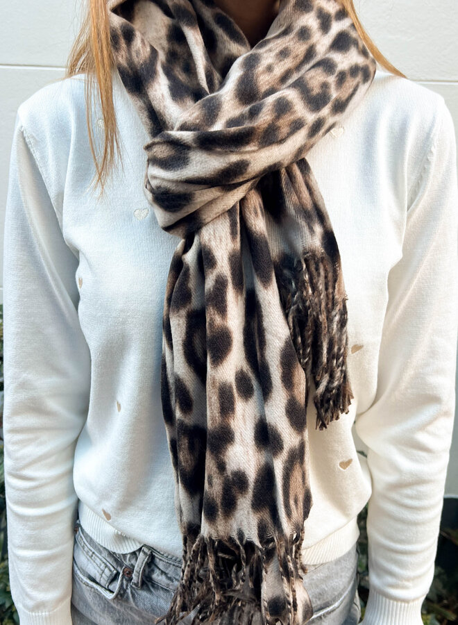 Warme sjaal luipaard print