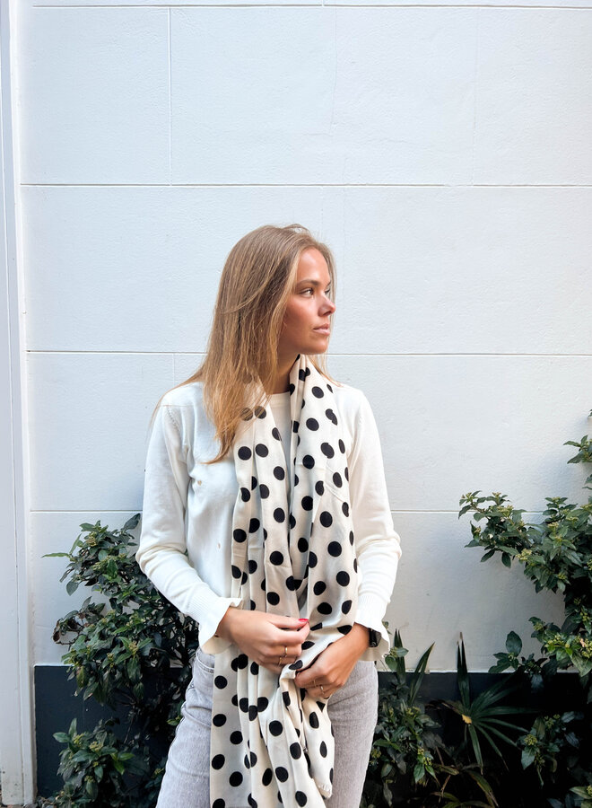 Sjaal polka dot beige