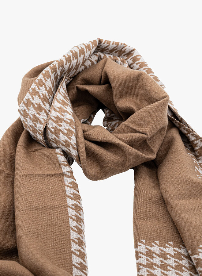 Warme sjaal camel met ruitjes