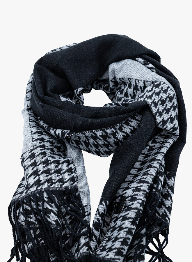 Warme sjaal zwart met ruitjes
