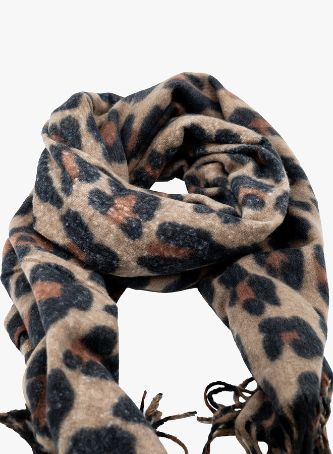 Warme sjaal luipaard print donker