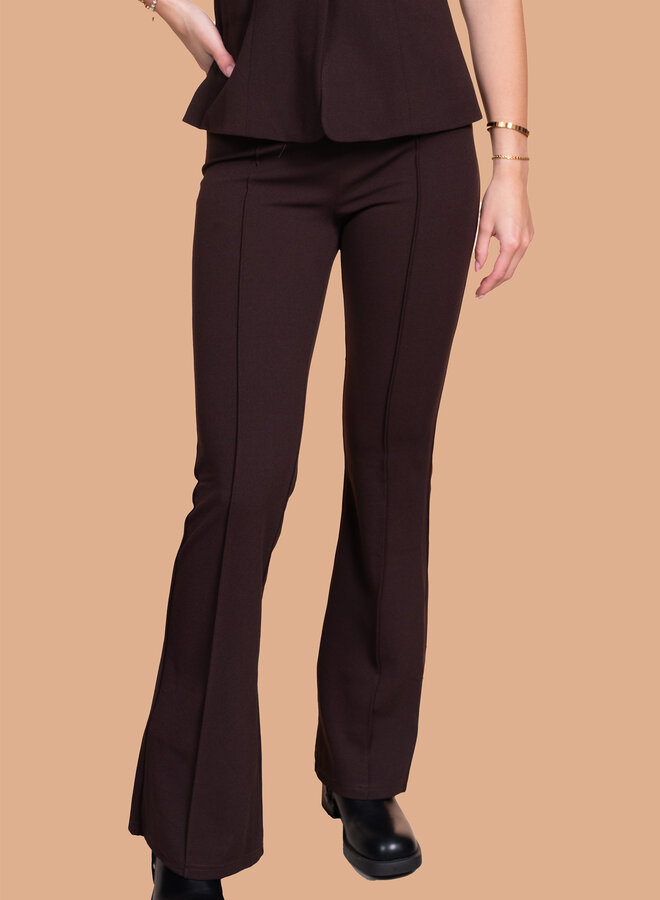 Chocolade bruine stretch pantalon Maya