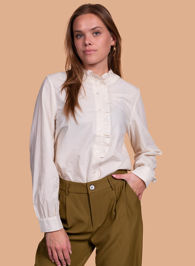 Beige blouse met kraagje