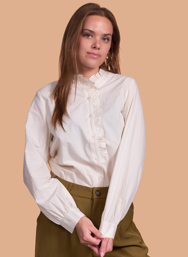 Beige blouse met kraagje