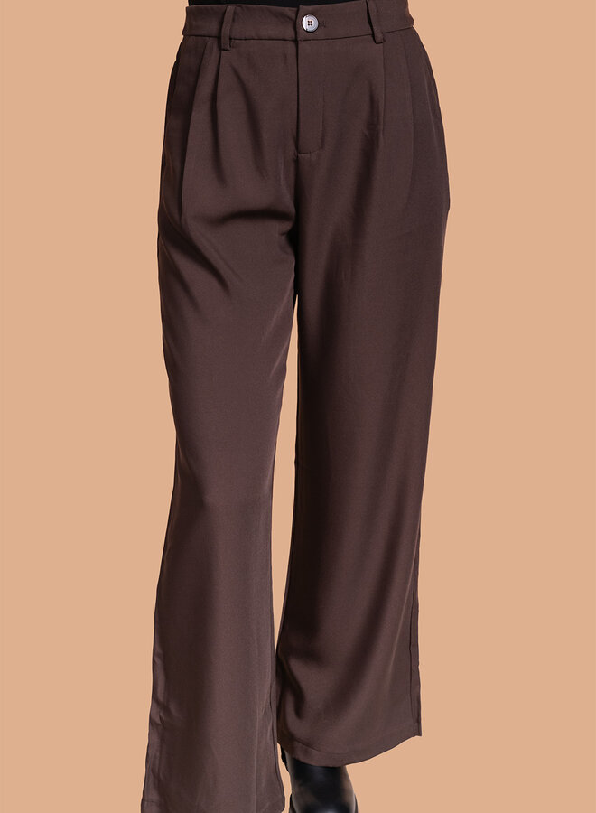 Pantalon wide leg chocolade bruin