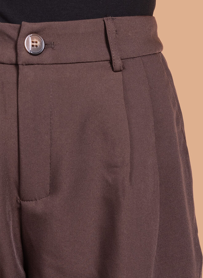 Pantalon wide leg chocolade bruin