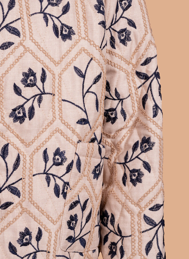 Gewatteerde jacket met blauwe bloemen