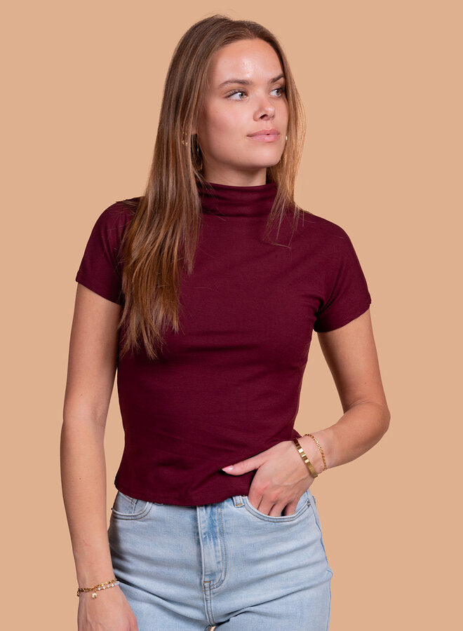 Shirt met hoge hals bordeauxrood