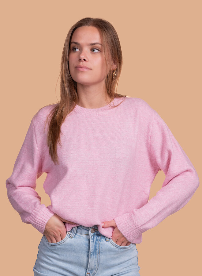 Roze trui Jade met ronde hals
