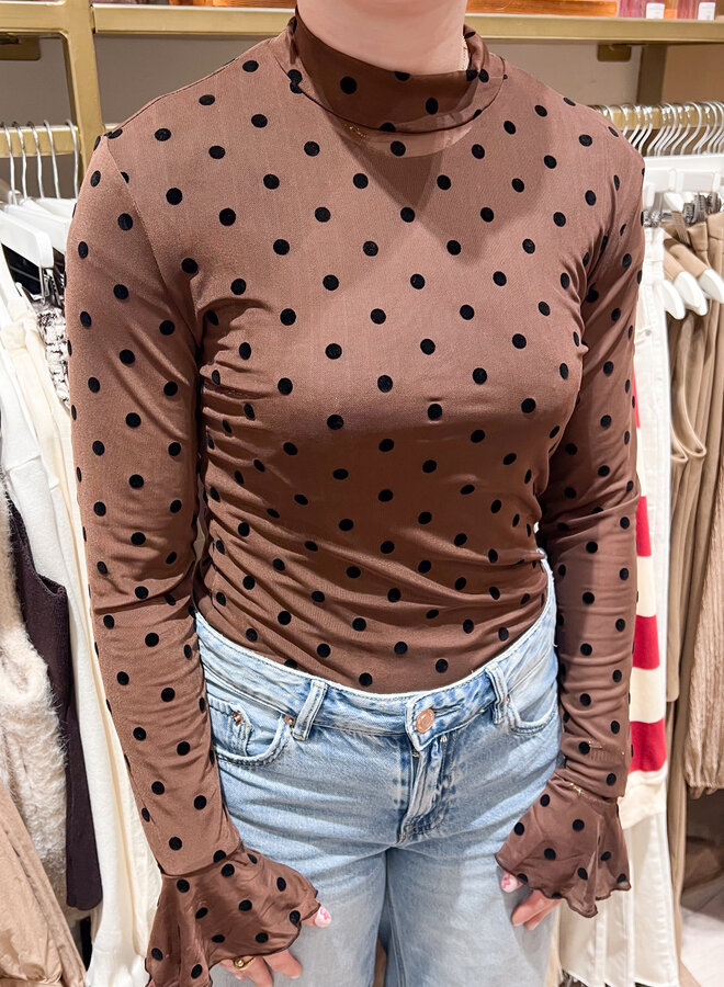 Polka-dot top mesh chocolade