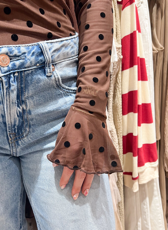 Polka-dot top mesh chocolade