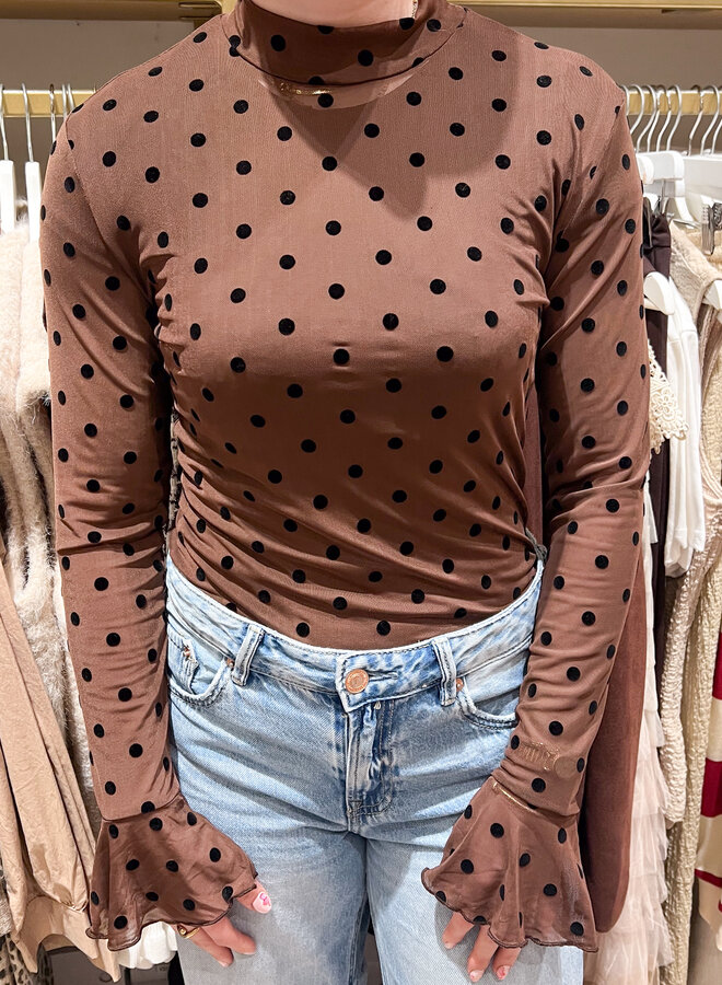 Polka-dot top mesh chocolade