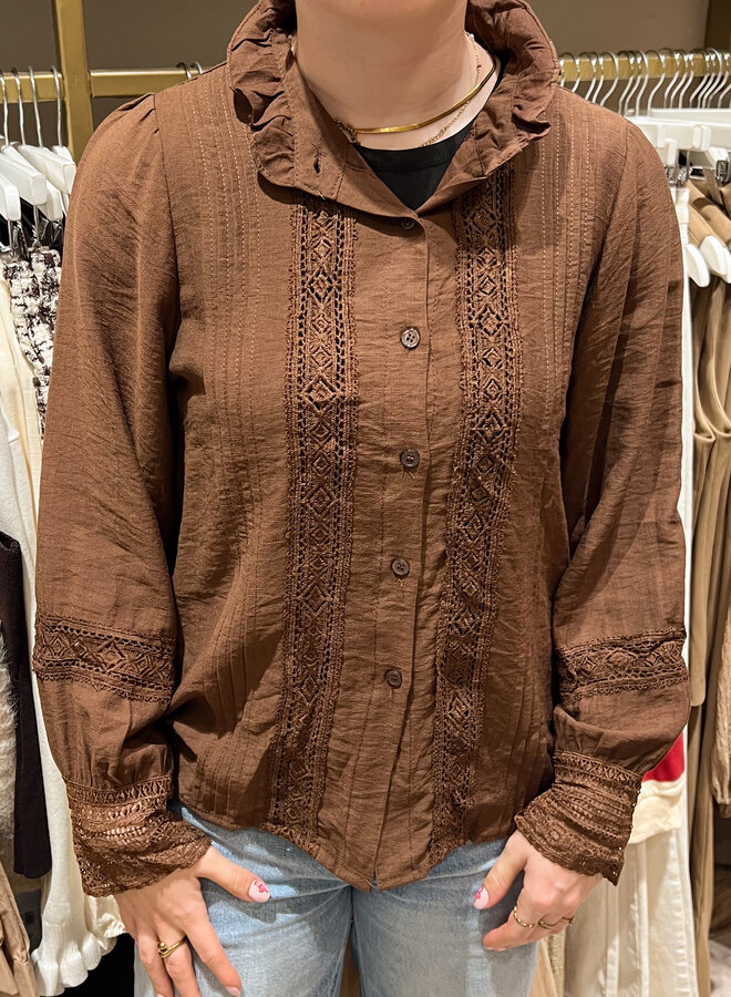 Chocolade bruine blouse Adriana