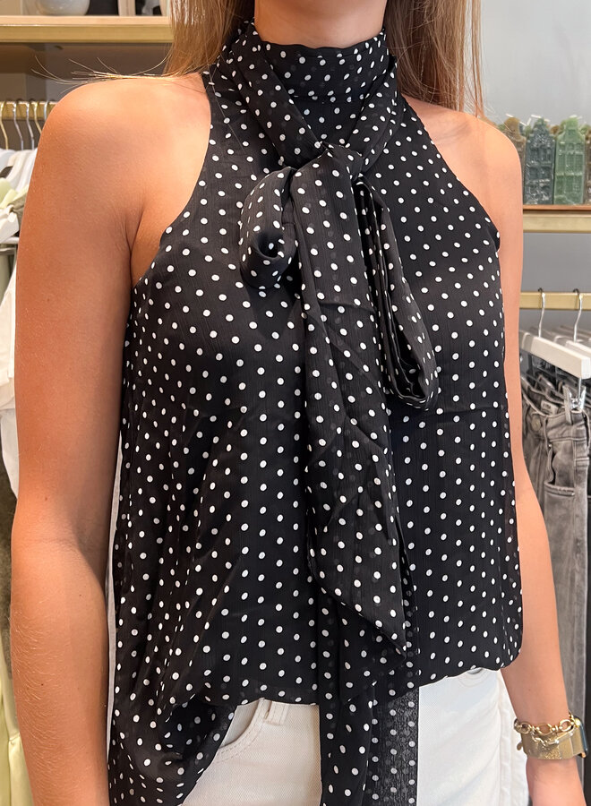 Halter top polka dot zwart