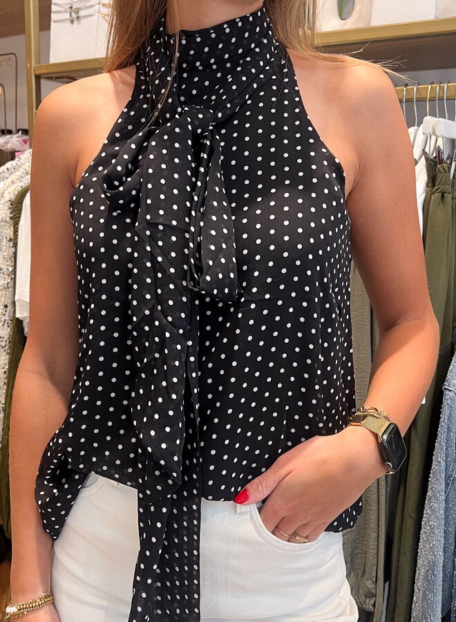 Halter top polka dot zwart