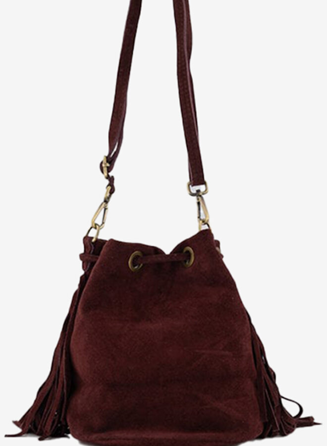 Leren crossbody tas suède bordeaux