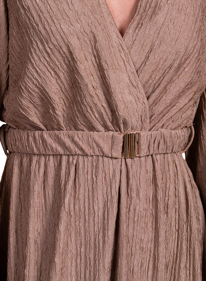 Bruine maxi jurk met gesp