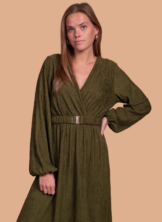 Groene maxi jurk met gesp