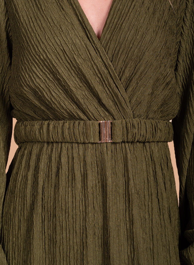 Groene maxi jurk met gesp