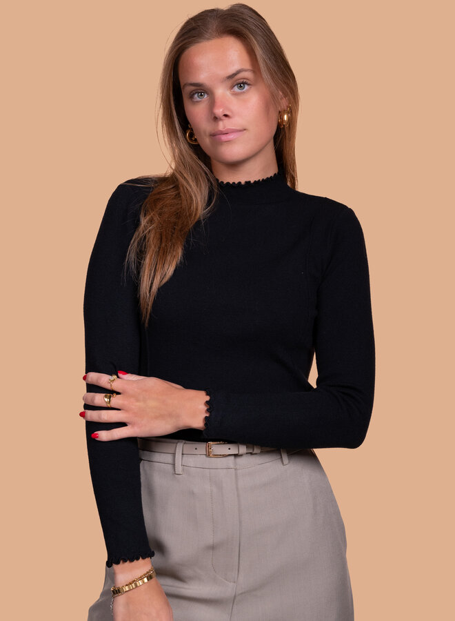 Top met col Soraya zwart