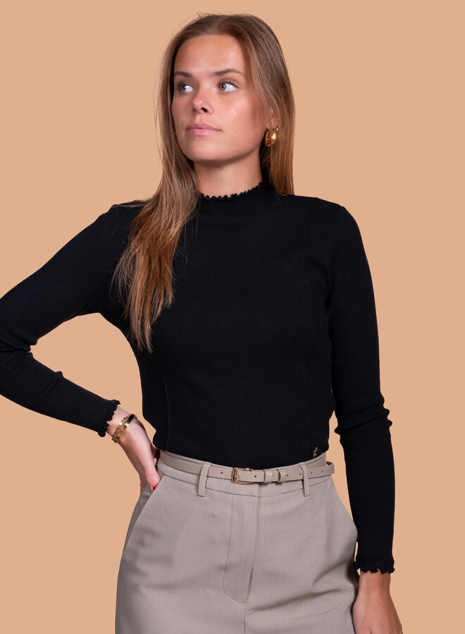 Top met col Soraya zwart
